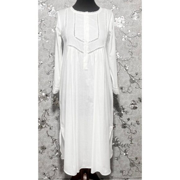SoieRose 100% White Cotton Lace Trim Victorian Nightgown - SR-1025 - Picture 3 of 8